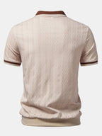 Textured Knit Quarter Zip Tailored Polo Shirt for Men | Smart Casual Style