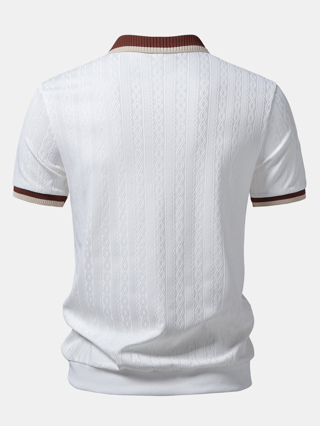 Textured Knit Quarter Zip Tailored Polo Shirt for Men | Smart Casual Style