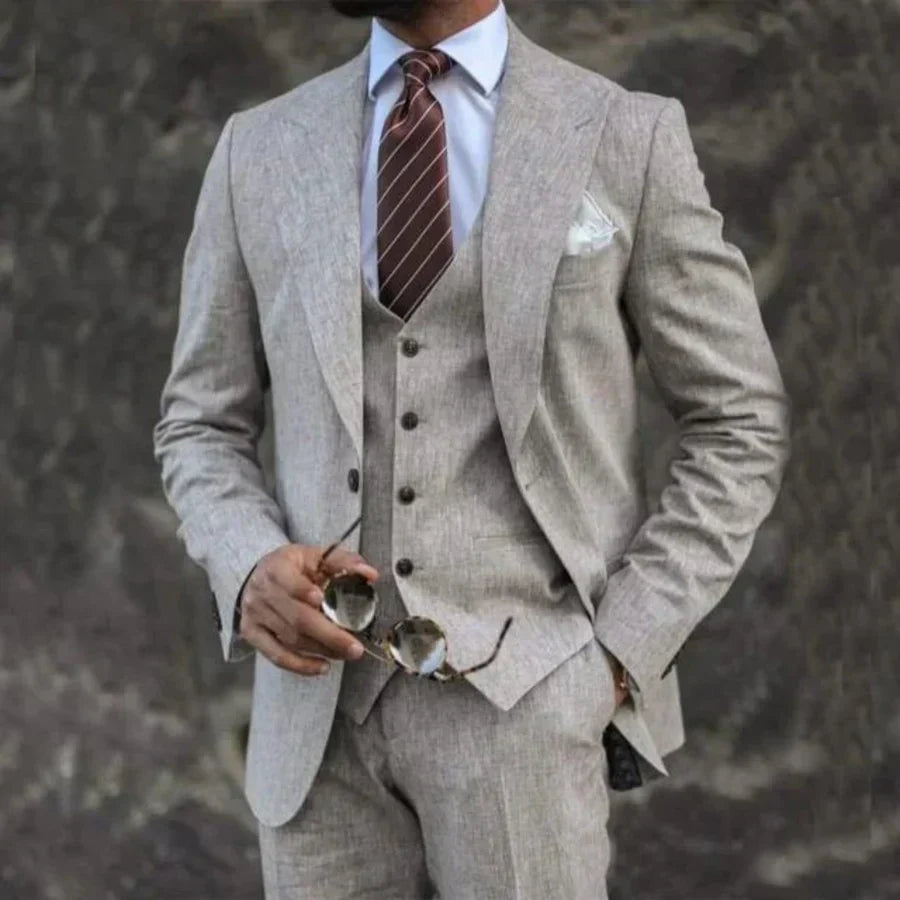 Navy Blue Tailored Formal Three Piece Blazer Waistcoat Trouser Suit for Men