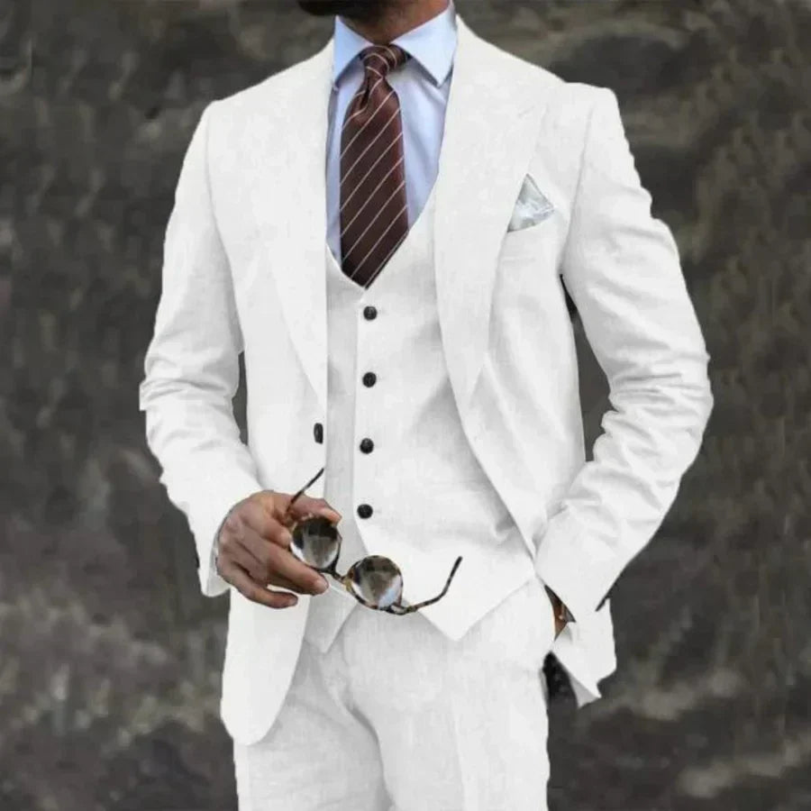 Navy Blue Tailored Formal Three Piece Blazer Waistcoat Trouser Suit for Men