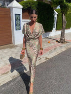 Women Dress | Wrap Front with V-Neckline and Midi Length