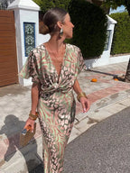Women Dress | Wrap Front with V-Neckline and Midi Length