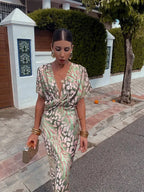 Women Dress | Wrap Front with V-Neckline and Midi Length