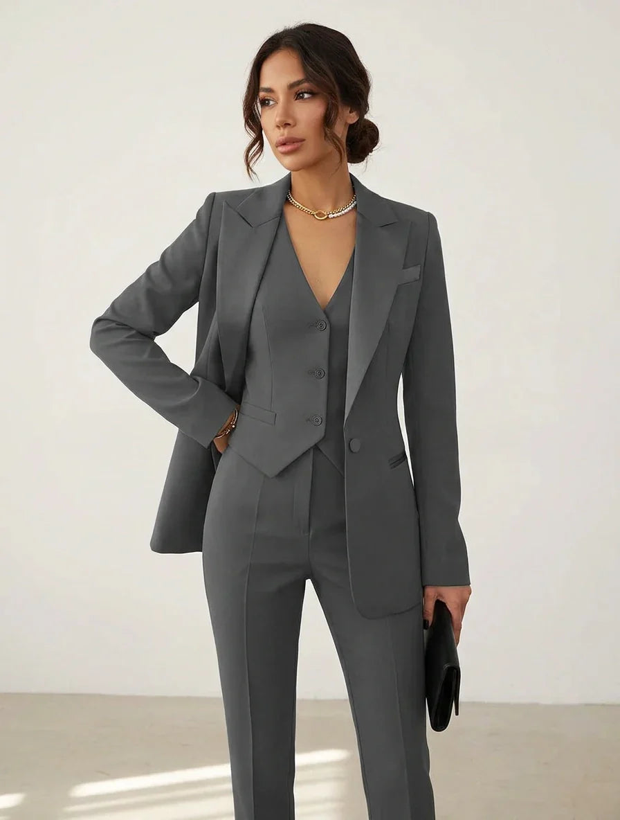 Tailored Three Piece Blazer Waistcoat Trouser Set for Women | Occasion Co-ord
