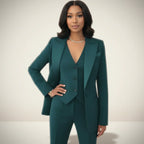Tailored Three Piece Blazer Waistcoat Trouser Set for Women | Occasion Co-ord