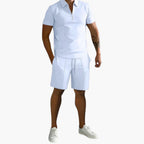 Men Shirt | Half-zip short sleeve with matching shorts set