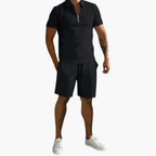 Men Shirt | Half-zip short sleeve with matching shorts set