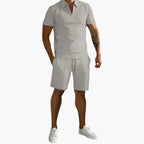 Men Shirt | Half-zip short sleeve with matching shorts set
