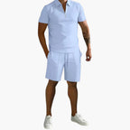 Men Shirt | Half-zip short sleeve with matching shorts set
