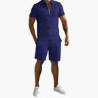 Men Shirt | Half-zip short sleeve with matching shorts set