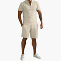 Men Shirt | Half-zip short sleeve with matching shorts set