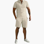 Men Shirt | Half-zip short sleeve with matching shorts set