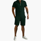 Men Shirt | Half-zip short sleeve with matching shorts set