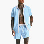 Men Shirt | Short Sleeve with Contrast Collar and Button Placket