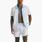 Men Shirt | Short Sleeve with Contrast Collar and Button Placket
