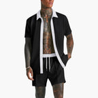 Men Shirt | Short Sleeve with Contrast Collar and Button Placket