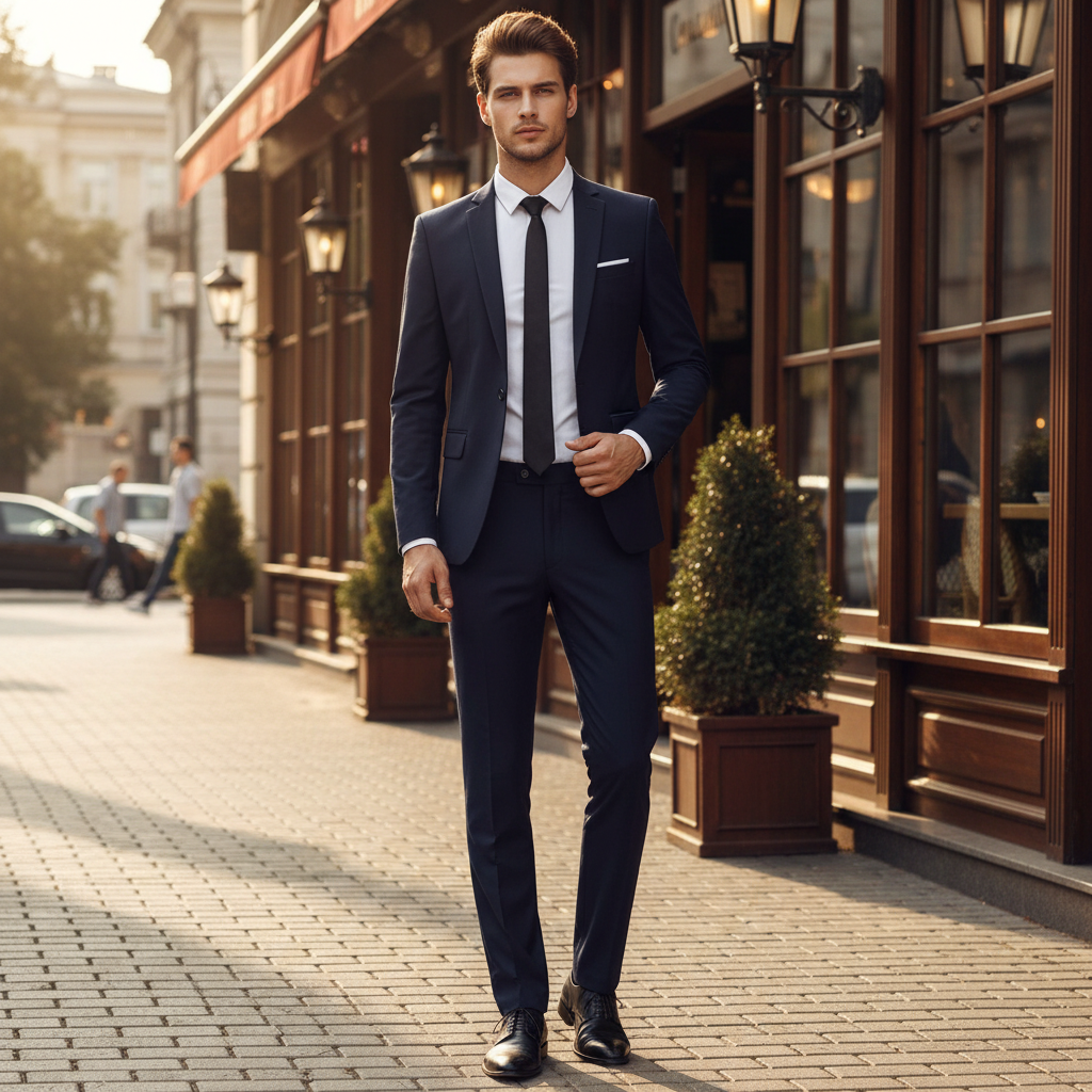 Dark Navy Slim Fit Two-Piece Suit for Men