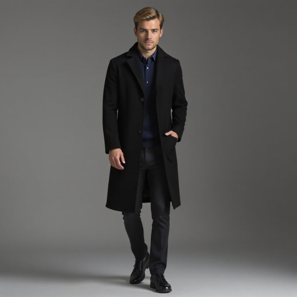 Grey Slim Fit Winter Coat for Men | Classic Formal Occasion Wear