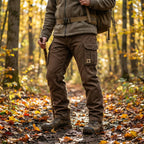 Brown Tapered Slim Fit Cargo Trousers with Flap Utility Pockets for Men