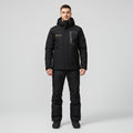 Black Hooded Ski Jacket and Trousers Set for Men | Two Piece Snowboard Outfit