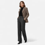 Brown Plaid Single Breasted Blazer for Women | Tailored Fit