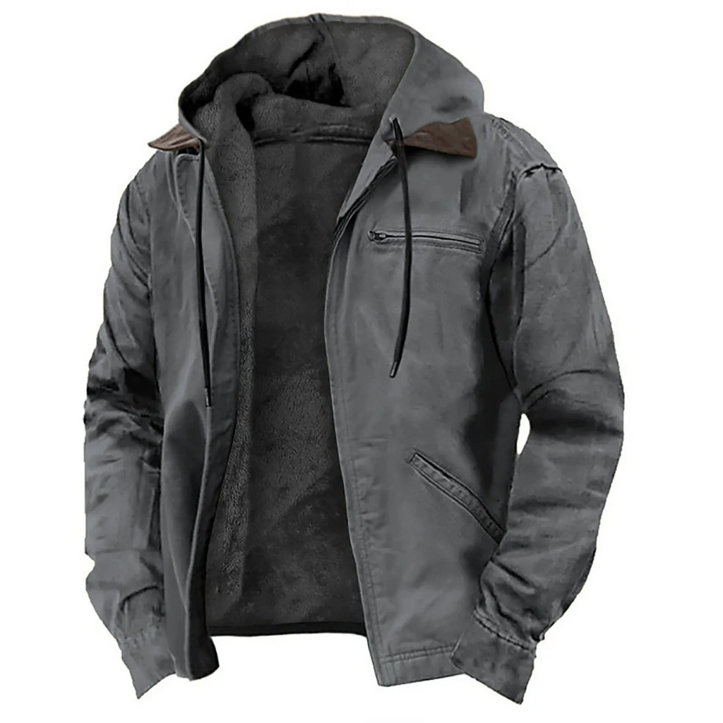 Warm Lined Winter Jacket with Removable Hood and Full Zip for Men | Autumn Wear