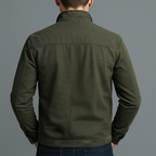 Army Green Stand Collar Zip Jacket for Men | Regular Fit Autumn Winter