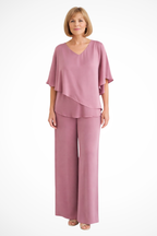 Batwing Sleeve Top and Wide Leg Trousers Co-ord Set for Women