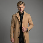 Grey Slim Fit Winter Coat for Men | Classic Formal Occasion Wear