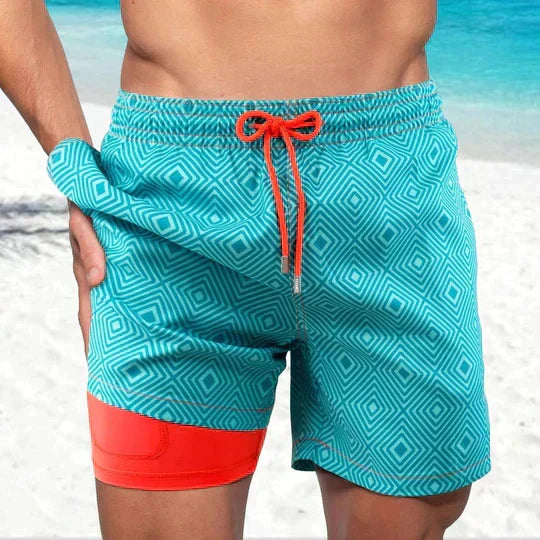 Flamingo Print Regular Fit Swim Shorts for Men