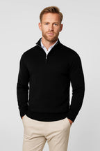 High Collar Half Zip Knit Jumper for Men | Winter Layering Essential Piece
