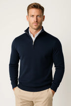 High Collar Half Zip Knit Jumper for Men | Winter Layering Essential Piece