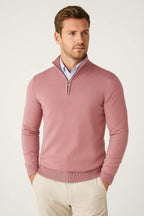 High Collar Half Zip Knit Jumper for Men | Winter Layering Essential Piece