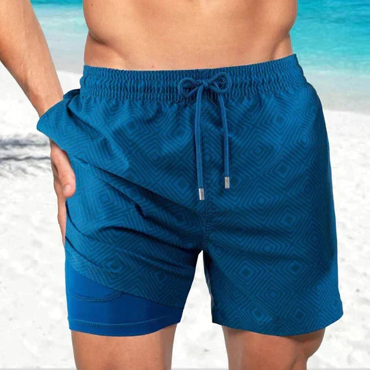 Flamingo Print Regular Fit Swim Shorts for Men