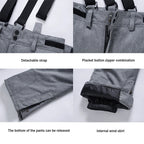 Wide Leg Straight Fit Winter Trousers with Adjustable Braces for Women