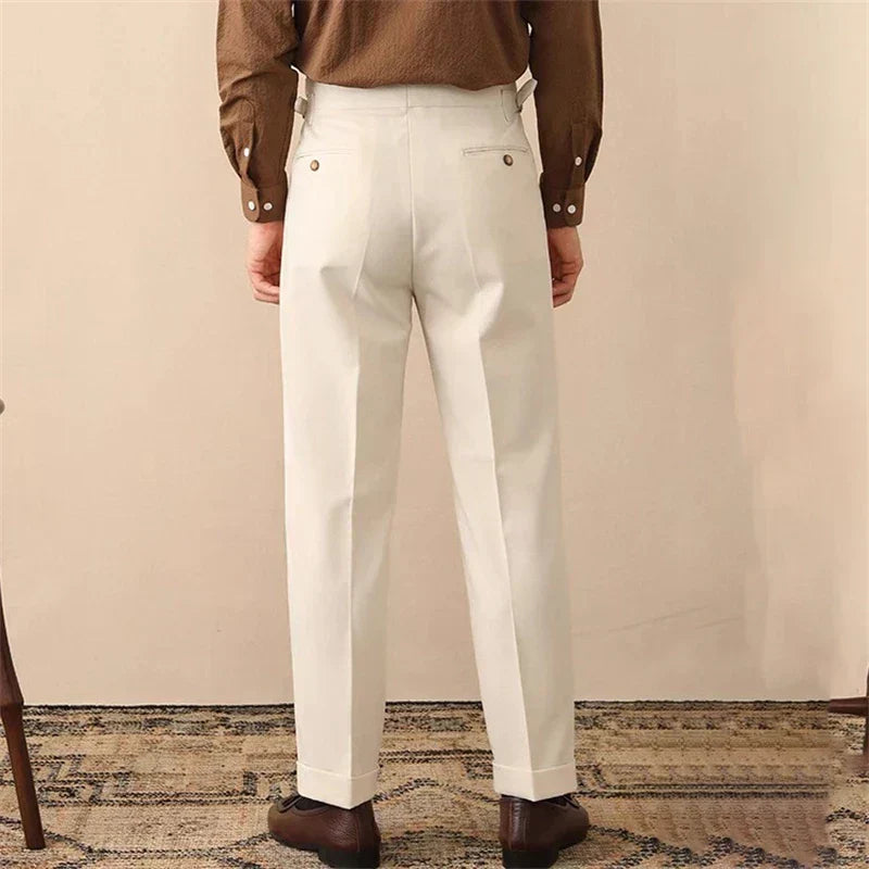 High Waisted Front Pleat Trousers for Men | Formal Office Wear