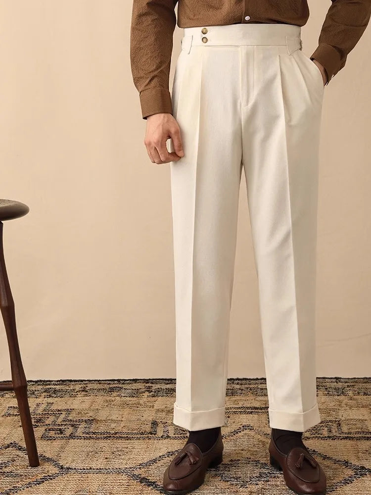 High Waisted Front Pleat Trousers for Men | Formal Office Wear