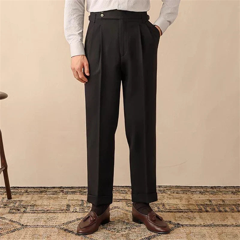 High Waisted Front Pleat Trousers for Men | Formal Office Wear