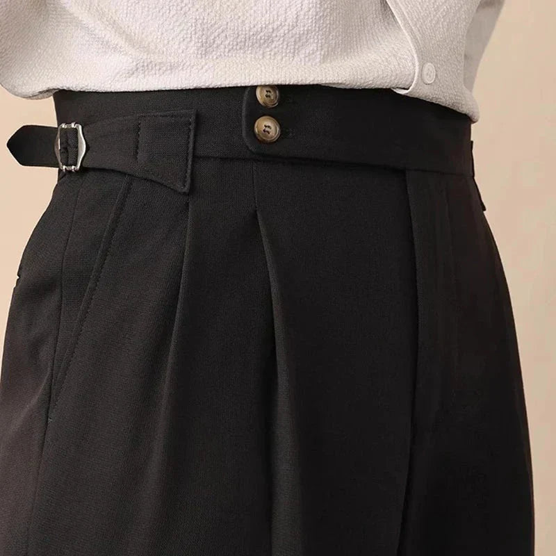 High Waisted Front Pleat Trousers for Men | Formal Office Wear