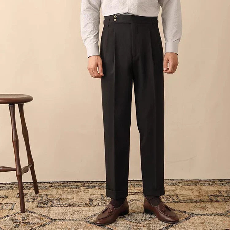 High Waisted Front Pleat Trousers for Men | Formal Office Wear