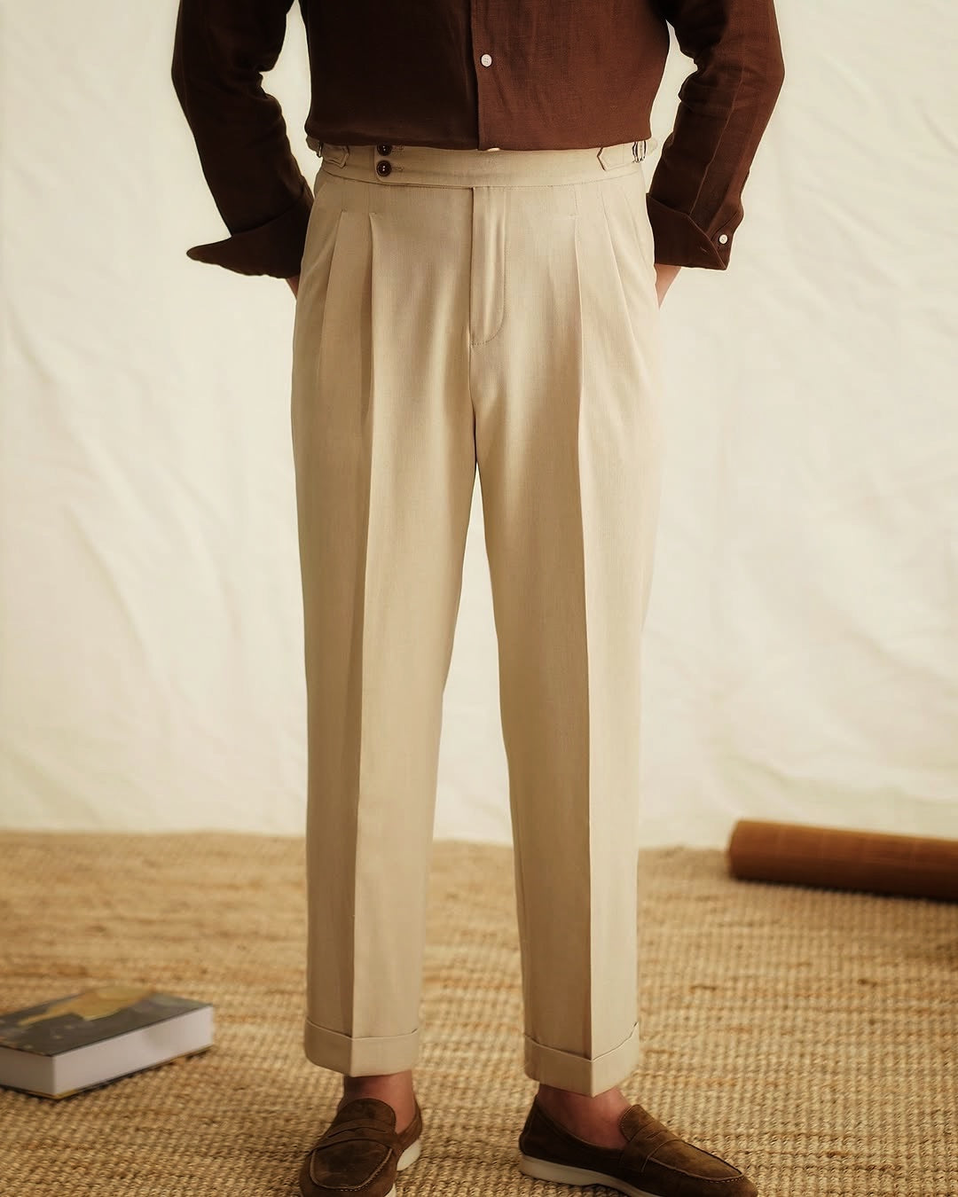 High Waisted Front Pleat Trousers for Men | Formal Office Wear