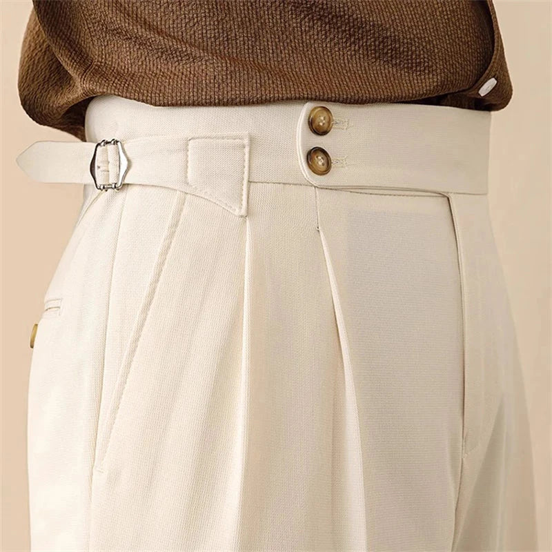 High Waisted Front Pleat Trousers for Men | Formal Office Wear