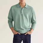 Polycotton Knitted Long Sleeve Polo Shirt for Men | Collared Top