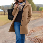 Mid Length Straight Fit Button Front Coat for Women | Spring Autumn Layer