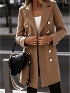 Double Breasted Button Coat for Women | Winter Outerwear