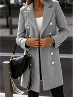 Double Breasted Button Coat for Women | Winter Outerwear
