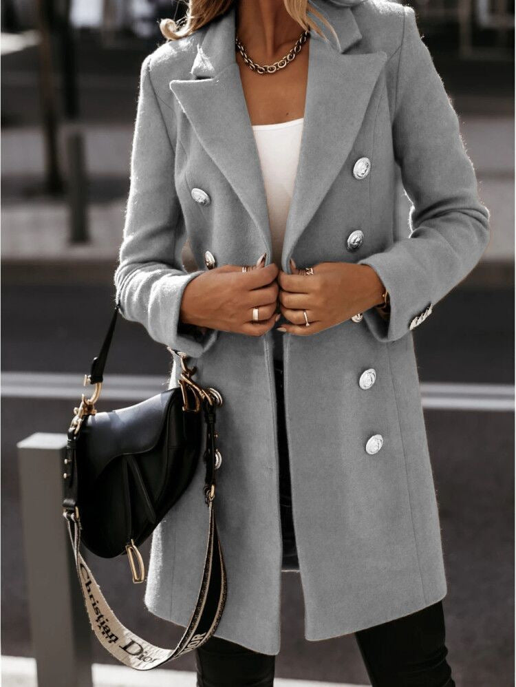 Double Breasted Button Coat for Women | Winter Outerwear