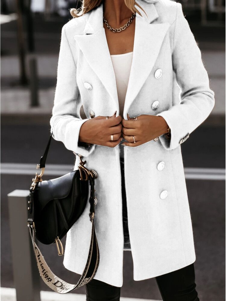 Double Breasted Button Coat for Women | Winter Outerwear