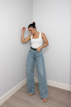 High Waisted Straight Leg Glitter Jeans for Women | Casual Everyday Wear