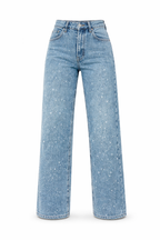 High Waisted Straight Leg Glitter Jeans for Women | Casual Everyday Wear